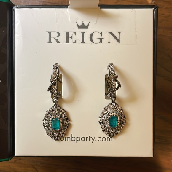 New in Box Bomb Party Villain Earrings lab created tourmaline & genuine quartz - Picture 1 of 5